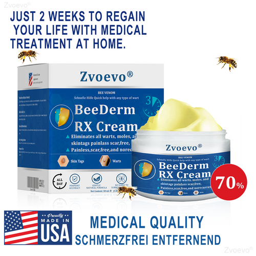🔥 Zvoevo® BeeDerm RX Cream | Gentle Targeted Care for Warts, Skin Tags, Bumps, Infections, Cysts and Scars