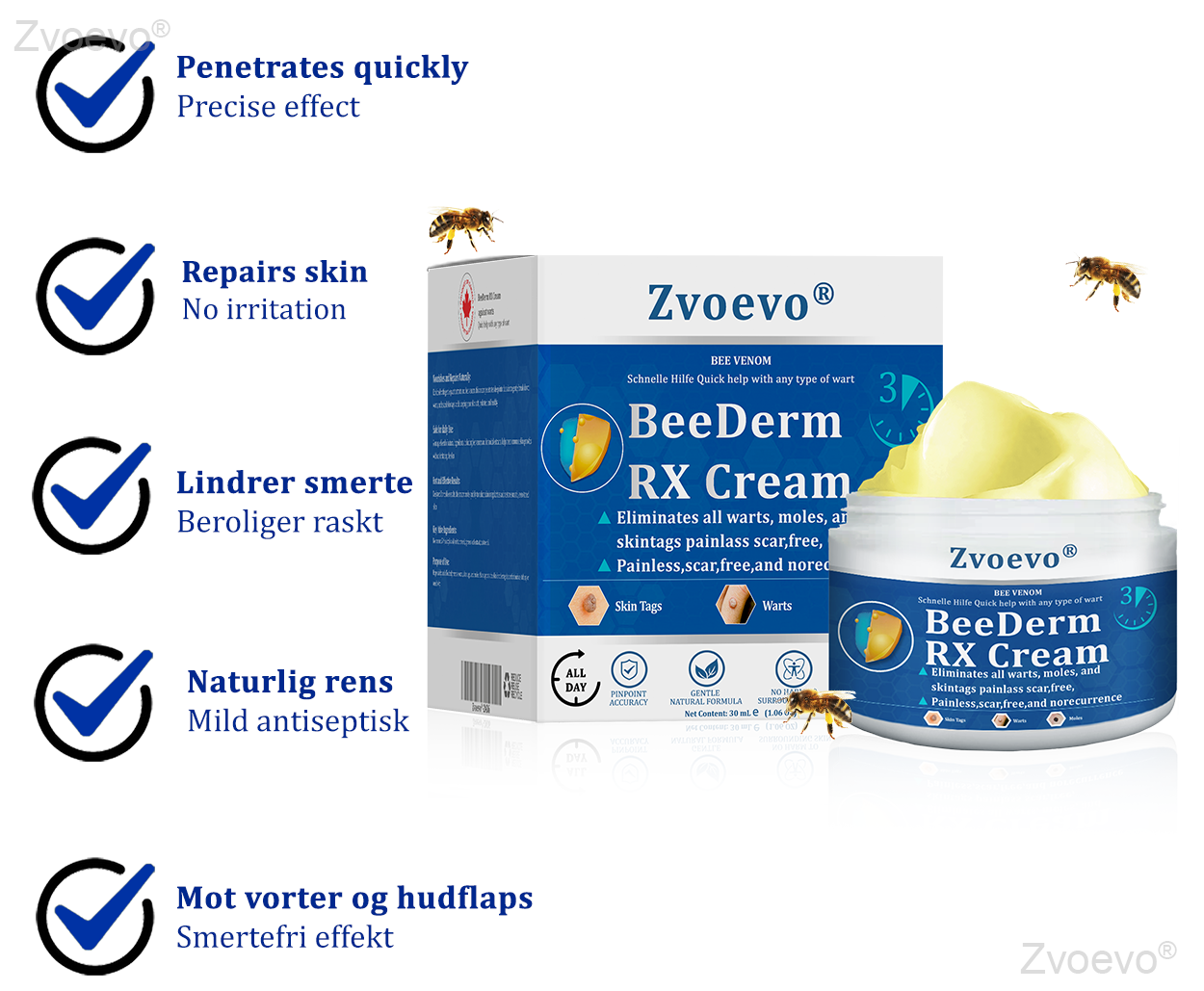 🔥 Zvoevo® BeeDerm RX Cream | Gentle Targeted Care for Warts, Skin Tags, Bumps, Infections, Cysts and Scars