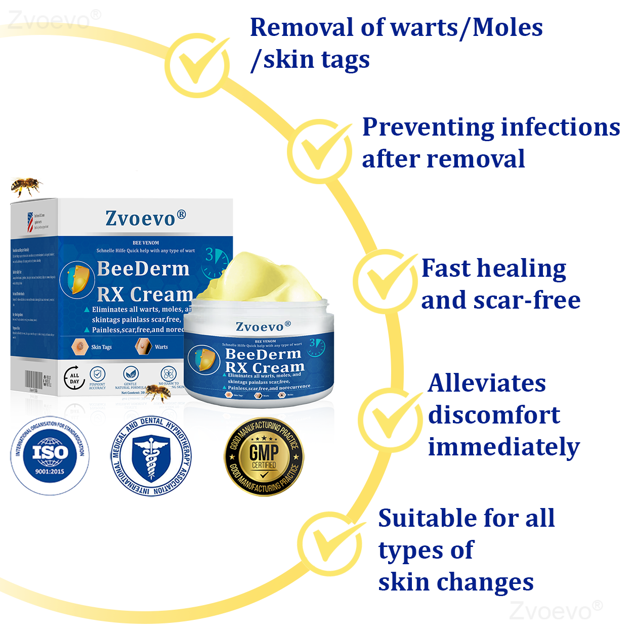 🔥 Zvoevo® BeeDerm RX Cream | Gentle Targeted Care for Warts, Skin Tags, Bumps, Infections, Cysts and Scars